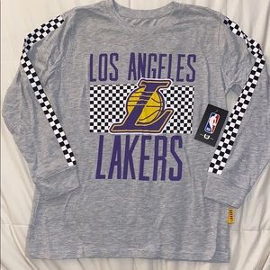 Lakers Grey W/Logo Long Sleeve Boys Tee NWT L14/16